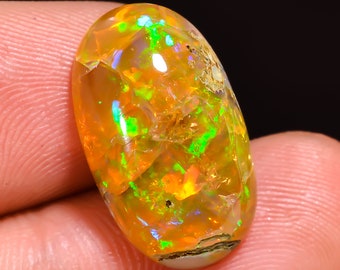 Ethiopian Opal with matrix Oval Shape Cabochon Loose Gemstone For Making Jewelry 7.5 Ct. 19X11X6 mm A-591