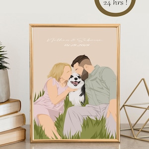 Custom Minimal (2 People) Faceless Illustration Cartoon Portrait from Photo Anniversary Gift  Birthday Gift for Him Neutral Minimalist