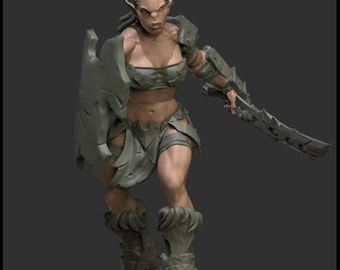 Yedharo - Guerrera orca salvaje - Escala de 30 mm para DnD, juegos de rol y juegos de guerra de mesa