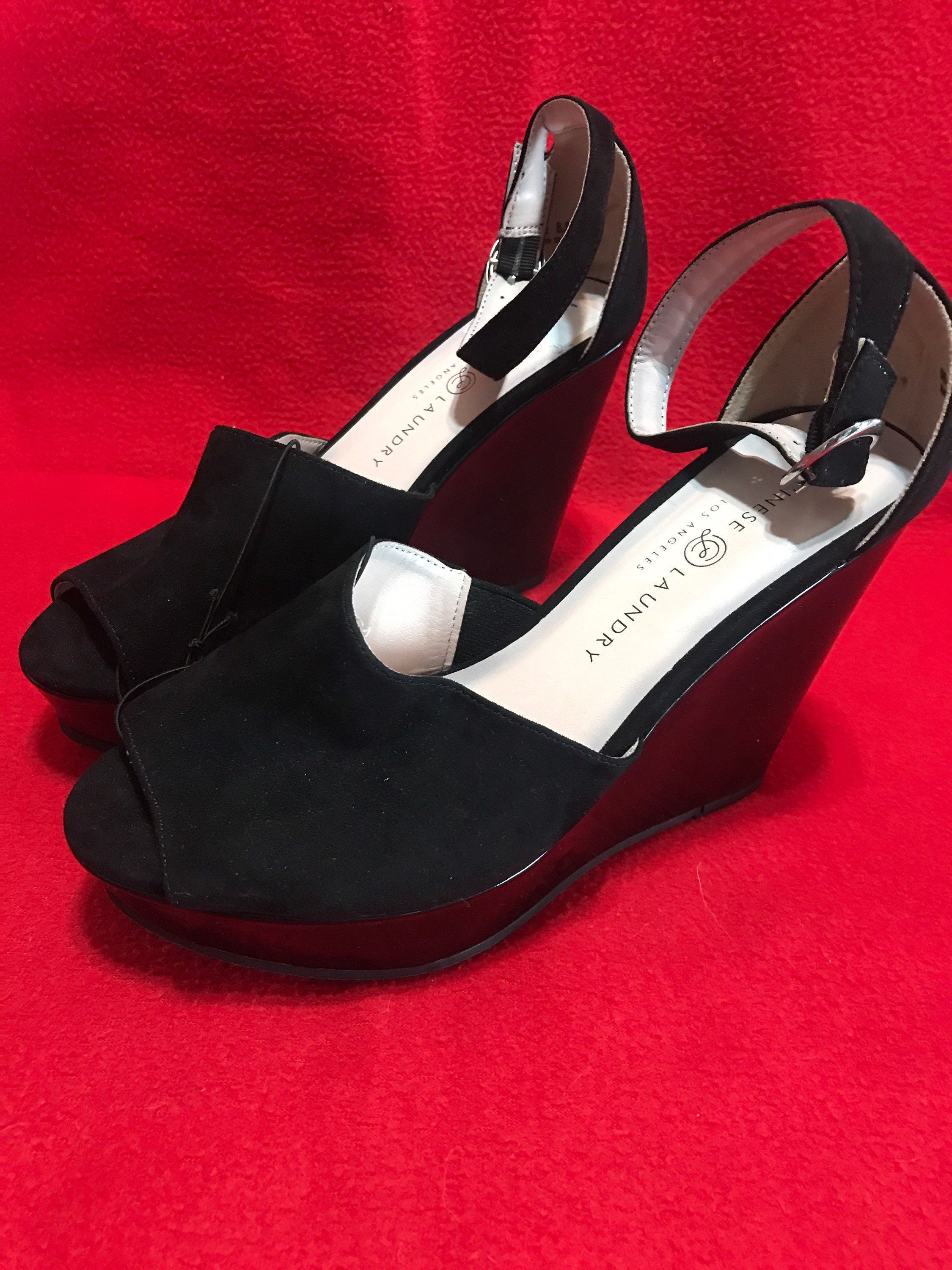 Chanel Black Leather CC Slide Wedge Sandals Size 39.5 at 1stDibs