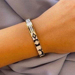 Black and White Cuff Bracelet, Summer Jewelry, Gift for Her