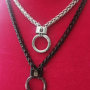 Stainless steel necklace locked lock engraving chaste slave