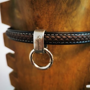 Baron collar, leather strap, personalized, engraving, property, slave, day collar, brown, Navi, red, black, oversize