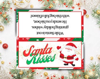 Santa Kisses Bag Topper | Christmas Treats | Holiday Bag Topper | Instant Download | Printable