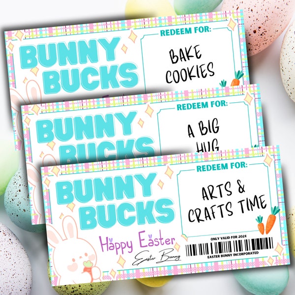 Easter Bunny Bucks | Bunny Coupons | Easter Basket Items | Instant Download | Printable