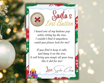 Santa's Lost Button | Button Tag | Printable Poem | Christmas Eve Box Item | Instant Download | Printable
