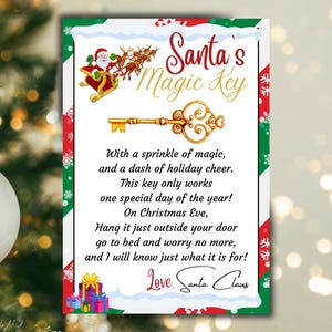 Chave Mágica do Papai Noel | Chave Mágica | Poema para impressão | Item de caixa de véspera de Natal | Download instantâneo | Imprimível