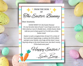 Official Easter Bunny Letter | Desk Of The Easter Bunny | Easter Basket | Personalized | Editable | Printable