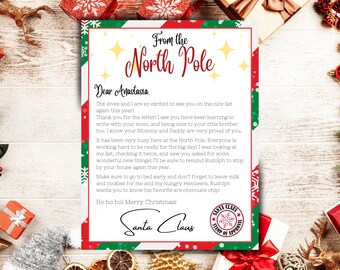 Lettre du Père Noël | Lettre approuvée par le Père Noël | Modifiable | Poste Pôle Nord | Imprimable