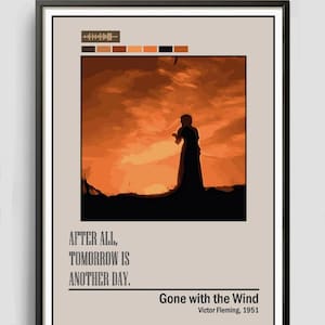 Autant en emporte le vent, impression de film, cadeau, cadeau d&#39;anniversaire, affiche de film, illustration numérique, fan art, affiche de film