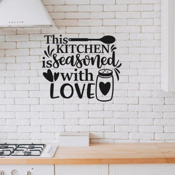 This kitchen is seasoned with love svg, Funny Kitchen svg, kitchen wall print, Kitchen Quote, Baking png, Cooking svg, card, Apron, frame