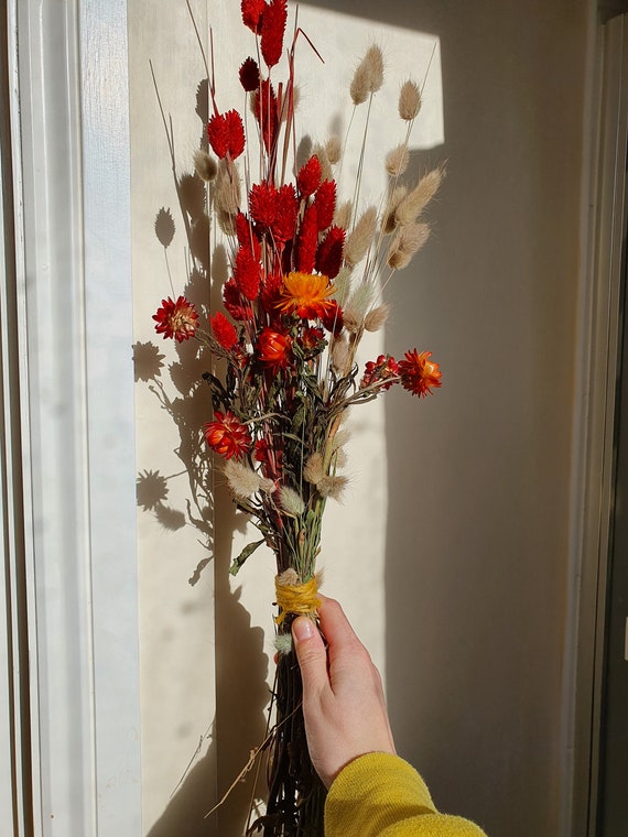 Red passion mixed dried flower bouquet