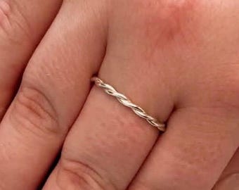 Recycled Sterling Silver Twisted Stacker Ring – Minimalist Everyday Jewelry