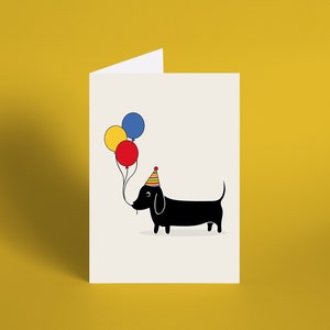 Daxie Feiern Sie Grußkarten von SCRUMP | A6 Dackel Dackel Wurst Hund Feier Abschluss Geburtstag Glückwunsch