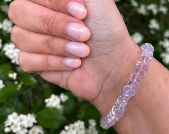 Ultra High Quality, Gem Grade Lavender Moon Quartz Faceted Rondelle Bracelet 8mm for Love, Healing, Grief and Positivity