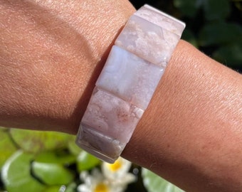 High Quality Chunky Flower Agate Bangle 18mm or 20mm for Growth, Pursuit of Dreams and Transformation