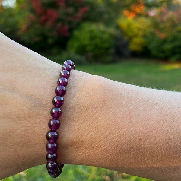 High Quality, Glorious Purple Garnet Bracelet 3.5mm, 4mm, 4,5mm or 5mm for Love, Sensuality, Energy and Courage