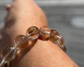 Gem Quality Stunning Golden Rutilated Quartz Bracelet 10.5mm, 9mm, 8.5mm or 7mm beads