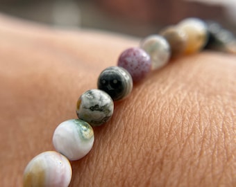Skinny Ocean Jasper Orbicular Bracelet 6mm, 6.5mm, 7.5mm, or 9mm beads