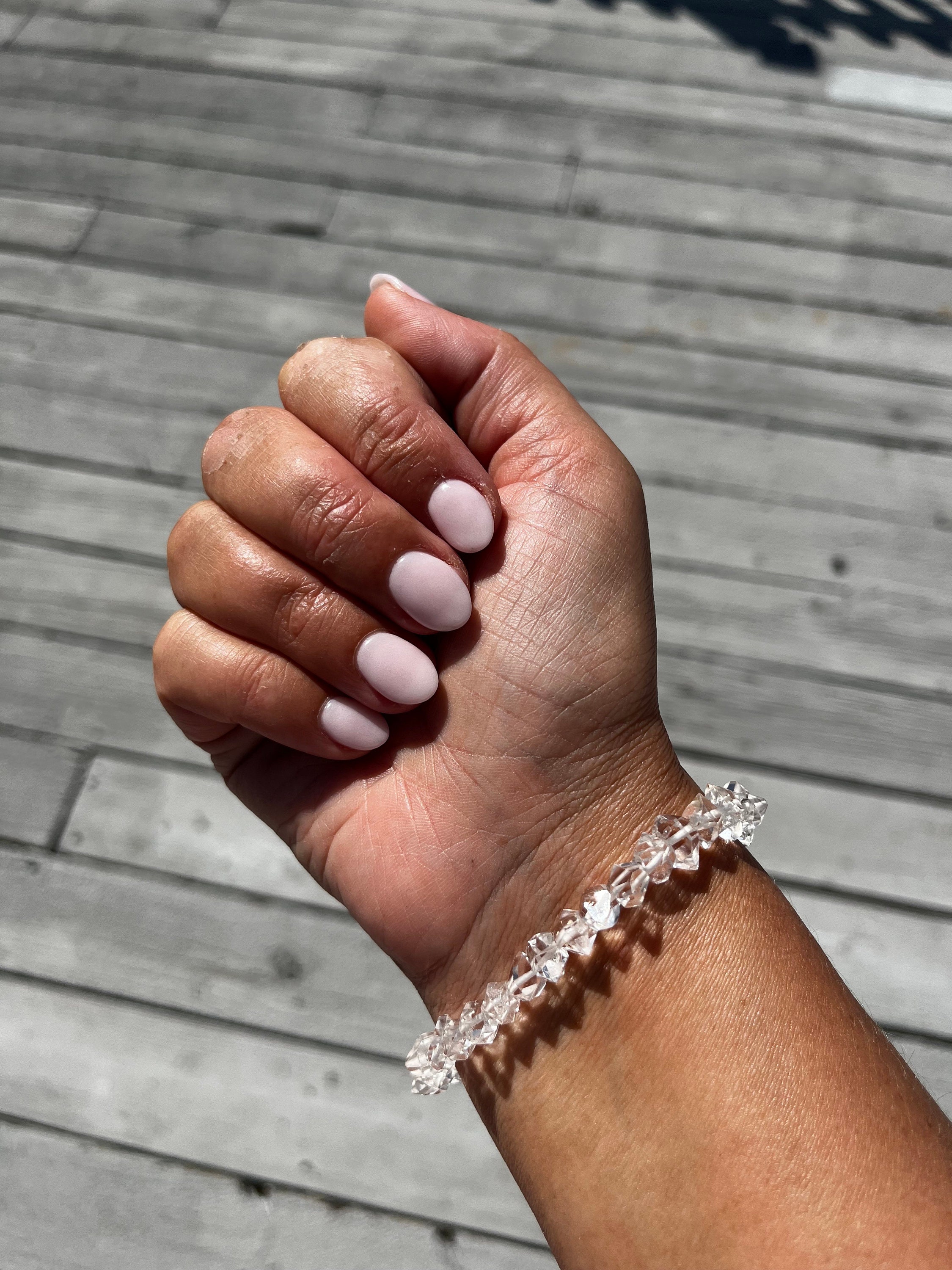 超高品質AAAグレードの原石ハーキマーダイヤモンドブレスレット 8mm