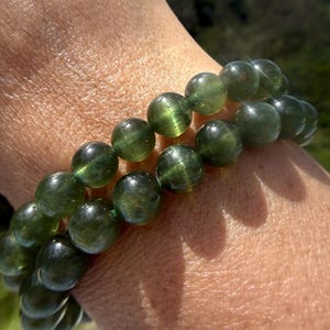 Ultra High Quality, Gem Grade Flashy Green Kunzite Bracelet 9mm or 8mm beads image 9