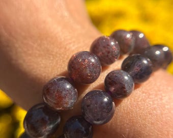 Ultra High Quality Iolite with Sunstone Bracelet 13.5mm, 12.5mm, 10mm, 10.5mm or 8.5mm