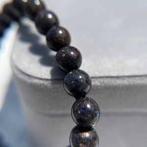 Sparkly Rare Black Opal Bracelet 10.5mm, 10mm, 9.5mm, 9mm or 8mm for Protection, Love, Tranquility and Reassurance image 3