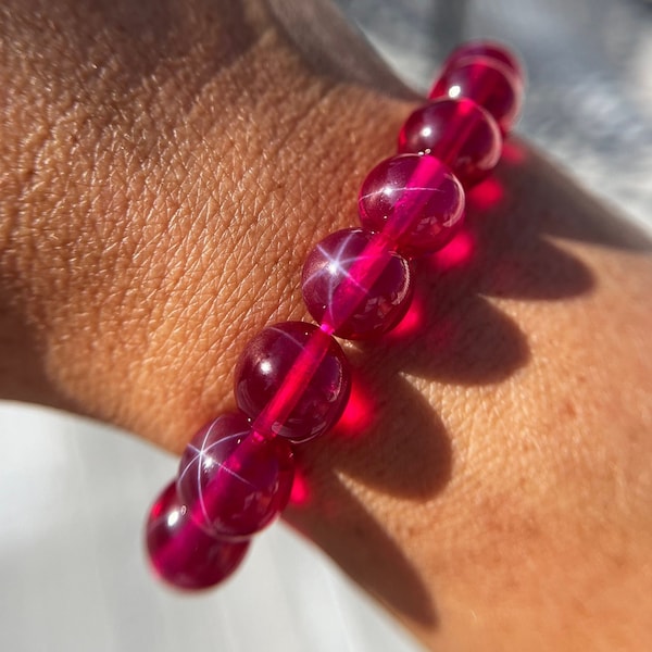 Stunning Star Ruby Bracelet 10mm, 8mm, 6.5mm or 6mm for Passion, Goal Setting, Wealth and Happiness