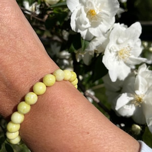 Bright Burmese Yellow Jade Beaded Bracelet, 8mm or 8.5mm width for Love, Luck, Protection and Irritability
