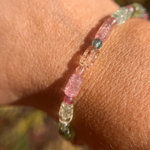 Ultra High Quality, Collectors Grade, Rainbow Tourmaline Huiwen Bracelet, 5mm beads