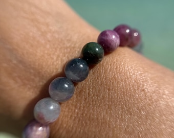High Quality, Genuine Watermelon Tourmaline Bracelet, 8.5mm beads