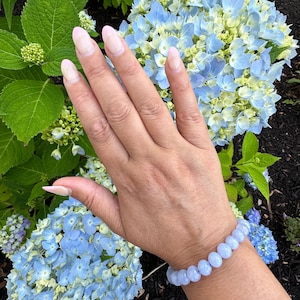 High Quality Translucent Blue Chalcedony Bracelet 10mm, 9mm, 8.5mm and 8mm for Calm, Communication, Protection and Compassion