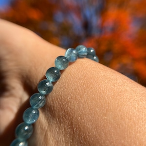 Ultra High Quality High Grade Rare Transparent Teal Green Kyanite Bracelet 5.8mm, 6mm, 6.5mm or 10mm for Balance, Tranquility and Pain