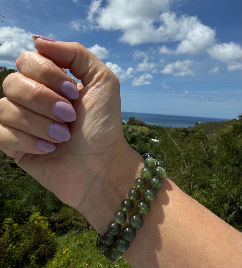 Ultra High Quality, Gem Grade Flashy Green Kunzite Bracelet 9mm or 8mm beads image 6