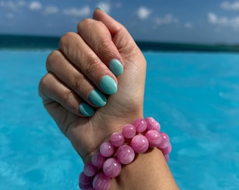 High Quality Flashy Bubblegum Pink Lepidolite Bracelet, 12.5mm