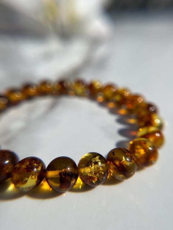 Ultra High Quality Flower Amber Bracelet, 11.5mm, 11mm, 9mm, 7mm 