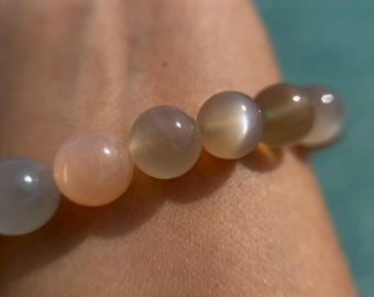 Collection Grade Cashmere Tones Mixed Moonstone Bracelet, 9.5mm, 9mm or 8.5mm beads