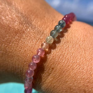 Ultra High Quality, Gem Grade Translucent Rainbow Candy Tourmaline, 5mm beads