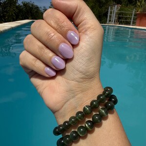Ultra High Quality, Gem Grade Flashy Green Kunzite Bracelet 9mm or 8mm beads image 4