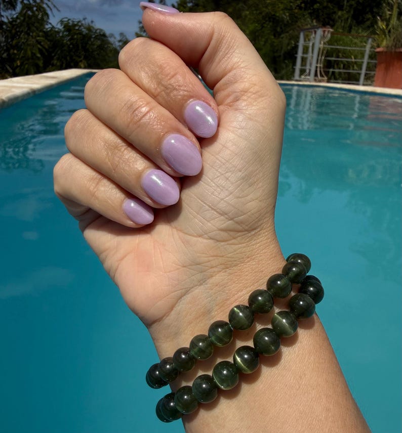 Ultra High Quality, Gem Grade Flashy Green Kunzite Bracelet 9mm or 8mm beads image 4