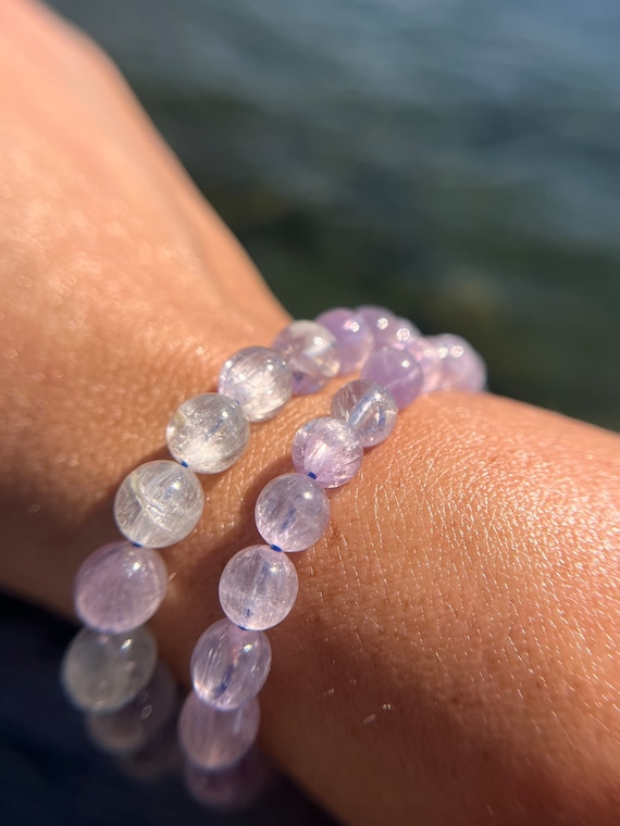 High Quality, Blue Gray Ice Kunzite Bracelet, 8mm or 7mm Beads - Etsy