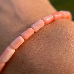 Ultra High Quality Genuine Pink Coral Tube Bracelet 3.5mm, 4mm, 4.5mm or 5mm for Love, Positivity, Protection and Safe Travel