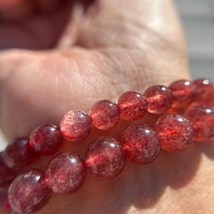 High Quality Rare Purple Strawberry Quartz Lepidocrocite Bracelet 9.5mm, 9mm, 8.5mm or 7.5mm for Self-Love, Joy and Abundance
