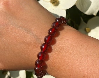 Ultra High Quality, Gem Grade Red Garnet Bracelet 8mm, 7mm, 5.5mm or 5mm for Love, Sensuality, Energy and Courage