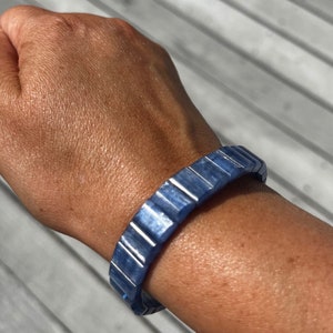 Ultra High Quality Blue Kyanite Bangle 11.5mm or 13.5mm for Balance, Tranquility and Anger