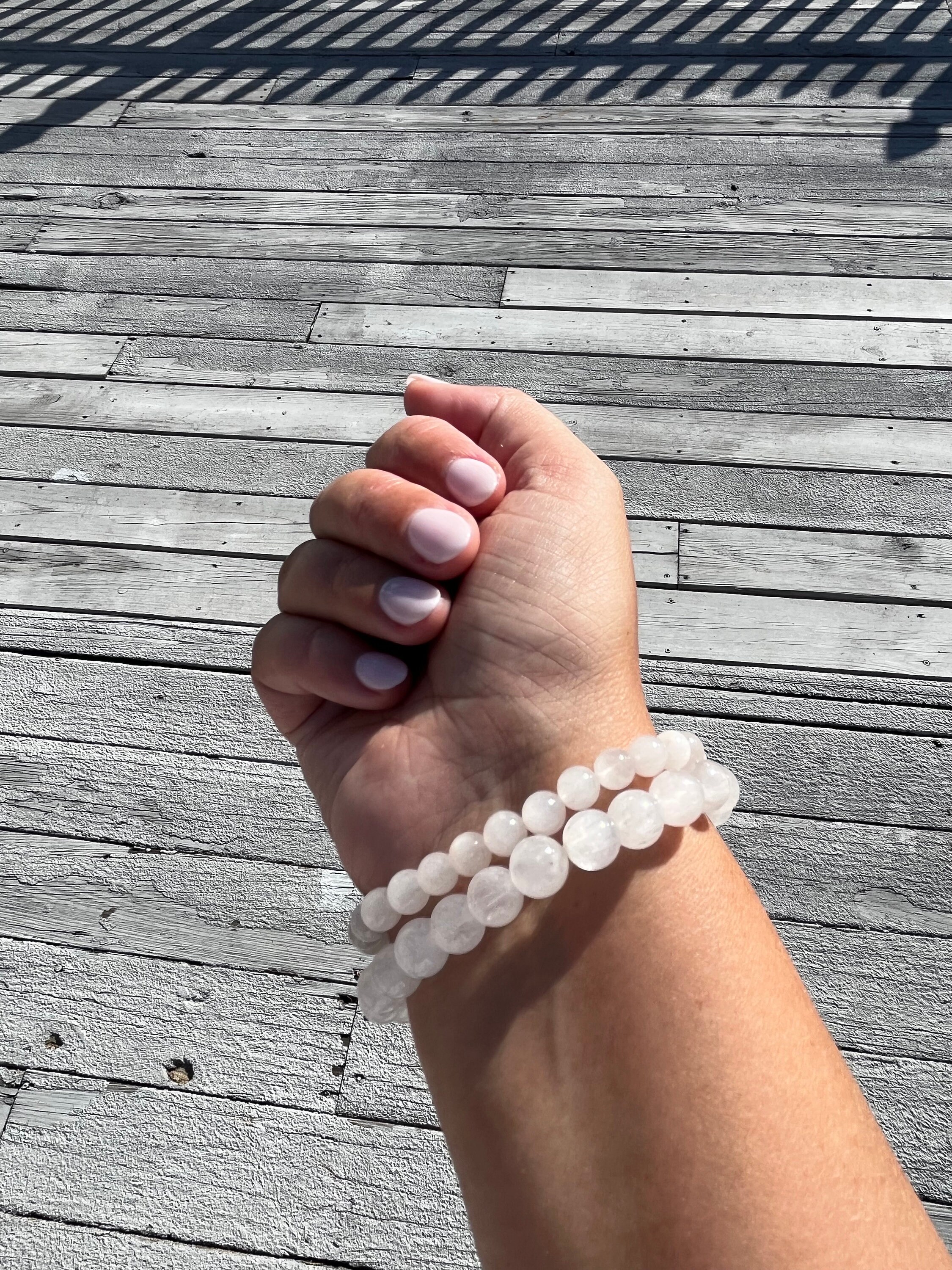 White Cotton Rabbit Bunny Hair Quartz Bracelet 9.5mm, 9mm, 8.5mm