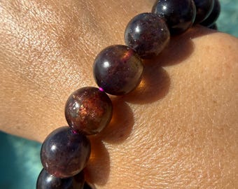 Collection Grade Iolite with Sunstone "Blood Iolite" Bracelet, 11.5mm beads