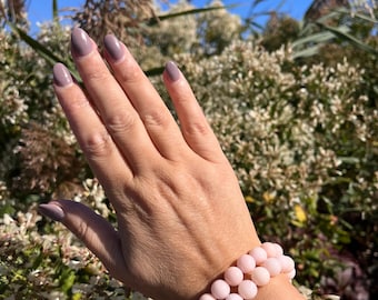 High Quality Baby Pink Opal Beaded Bracelet, 10mm beads