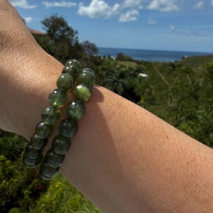 Ultra High Quality, Gem Grade Flashy Green Kunzite Bracelet 9mm or 8mm beads image 3