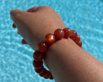 Ultra High Quality Sparkling Golden Sunstone Bracelet, 9mm, 7.5mm or 6.5mm beads